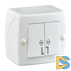 Выключатель двухклавишный проходной Mono Electric Octans IP20 10А 250В белый 104-010101-111