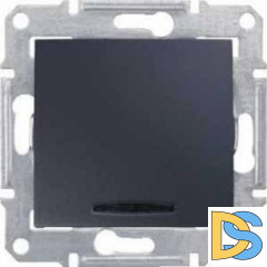 Выключатель 1-клавишный ,проходной с подсветкой (с двух мест) 16А, Графит, серия Sedna, Schneider Electric
