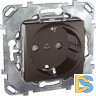 Розетка 1-ая электрическая, с заземлением и защитными шторками, Графит, серия UNICA TOP/CLASS, Schneider Electric