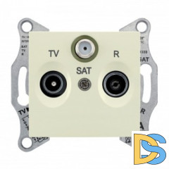 Розетка телевизионная проходная ТV-FМ-SАТ 8dB, Бежевый, серия Sedna, Schneider Electric