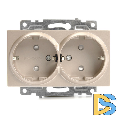 Розетка 2-местная с/з с защитной шторкой Stekker Катрин 39598