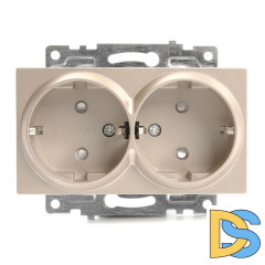 Розетка 2-местная с/з с защитной шторкой Stekker Катрин 39598