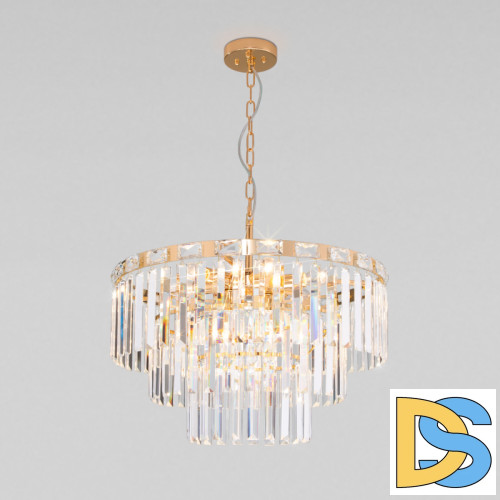 Подвесная люстра Eurosvet Elegante 10130/8 золото/прозрачный хрусталь Strotskis a060644