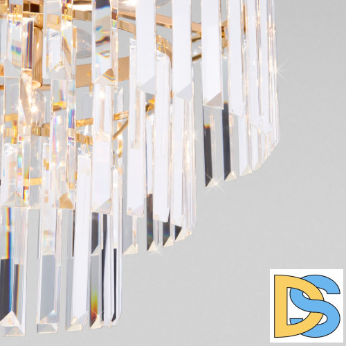 Подвесная люстра Eurosvet Elegante 10130/8 золото/прозрачный хрусталь Strotskis a060644