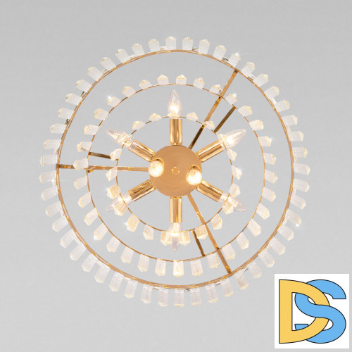 Подвесная люстра Eurosvet Elegante 10130/8 золото/прозрачный хрусталь Strotskis a060644