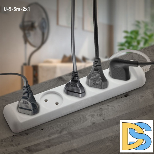 Удлинитель электрический Эра U-5-5m-2x1 Б0028365