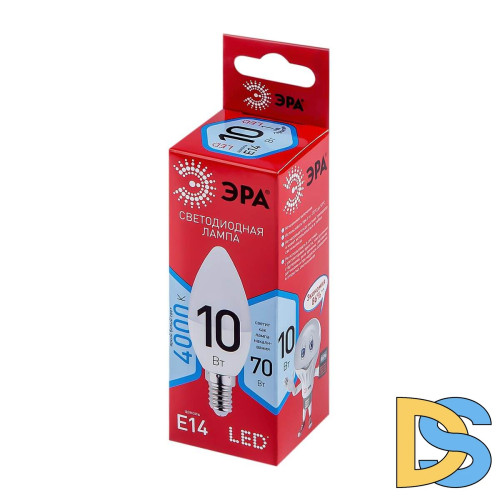 Лампа светодиодная ЭРА E14 10W 4000K матовая LED B35-10W-840-E14 R Б0049642