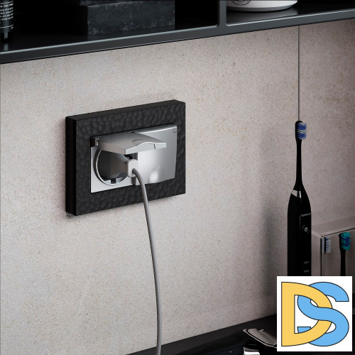 Розетка двойная влагозащ. с зазем. с защит. крышками и шторками Werkel (серебряный) W1172206