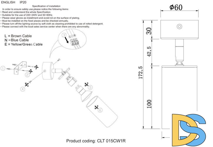 Спот Crystal Lux CLT 015CW1R BL