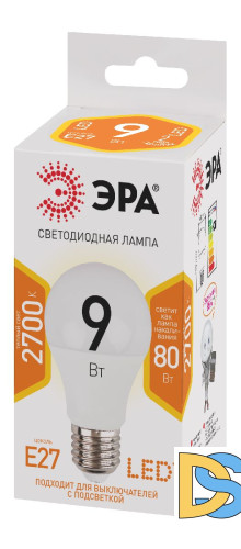 Лампа светодиодная Эра E27 9W 2700K LED A60-9W-827-E27 Б0032246