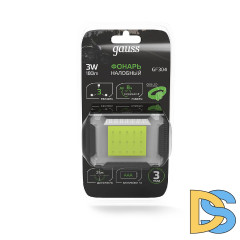 Налобный светодиодный фонарь Gauss от батареек 65х45 180 лм GF304