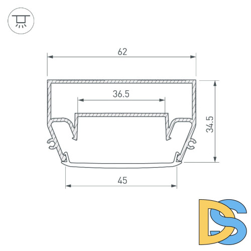 Профиль Arlight STRETCH-S-50-CEIL-CENTER-2000 (GAMMA50) 040700