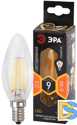 Лампа светодиодная Эра E14 9W 2700K F-LED B35-9w-827-E14 Б0046991