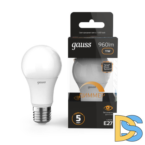 Лампа светодиодная диммируемая Gauss E27 11W 3000K матовая 102502111-D