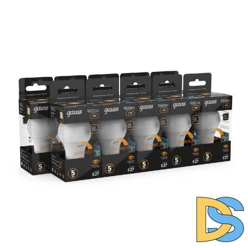 Лампа светодиодная диммируемая Gauss E27 11W 3000K матовая 102502111-D