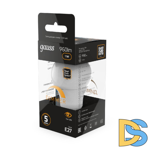 Лампа светодиодная диммируемая Gauss E27 11W 3000K матовая 102502111-D