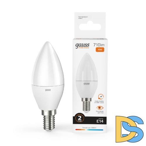 Лампа светодиодная Gauss E14 10W 3000K матовая 33110