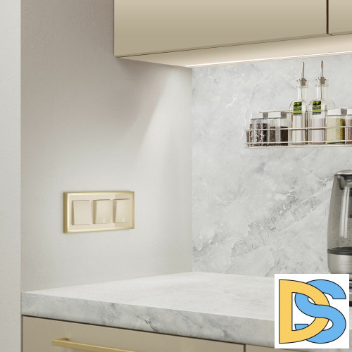 Рамка на 3 поста Werkel Baguette айвори-латунь 4690389185762 W0032851 a060236