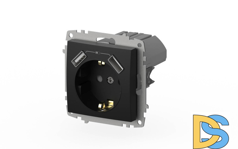 Розетка с заземлением и защитой от детей + два входа USB для заряда устройства ELBI Zena Vega 609-014800-317