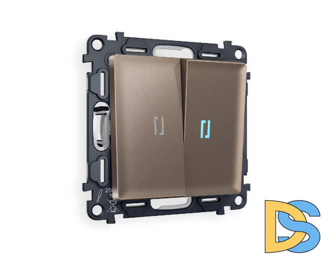 Комплект механизма 2-кл проходного выключателя с подсветкой Ambrella Volt Alfa MA634040