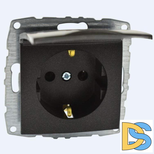Розетка с заземлением с крышкой Mono Electric Despina-Larissa 16А 250В графит 500-002021-118