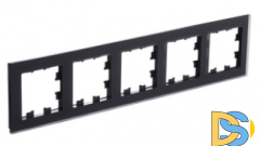 Рамка 5-ая (пятерная) , Стекло Матовое Черное, серия Atlas Design Nature, Schneider Electric