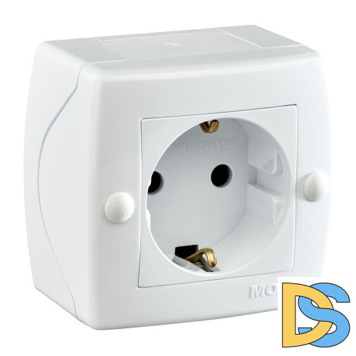 Розетка на 1 пост с заземлением Mono Electric Octans IP20 16А 250В белый 104-010107-117