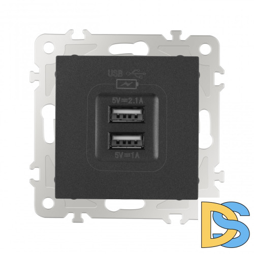 Розетка USB 2.1А+1А Arte Milano 206.46-1.black