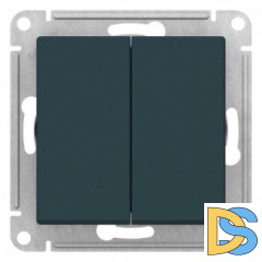 Выключатель 2-клавишный проходной (с двух мест), Изумруд, серия Atlas Design, Schneider Electric