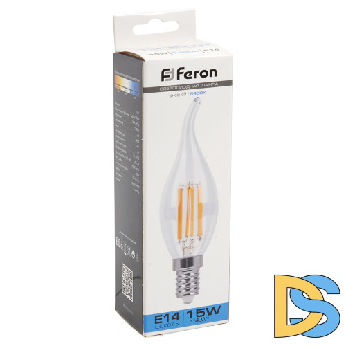 Лампа светодиодная Feron LB-718 Свеча на ветру E14 15W 6400K 38264