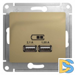 Розетка USB 2-ая (для подзарядки), Титан, серия Glossa, Schneider Electric