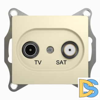 Розетка телевизионная проходная ТV-SAT, Бежевый, серия Glossa, Schneider Electric