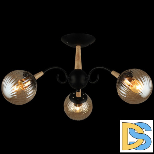 Люстра на штанге Reluce 04886-0.3-03 BK+WOOD