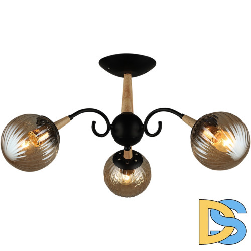 Люстра на штанге Reluce 04886-0.3-03 BK+WOOD