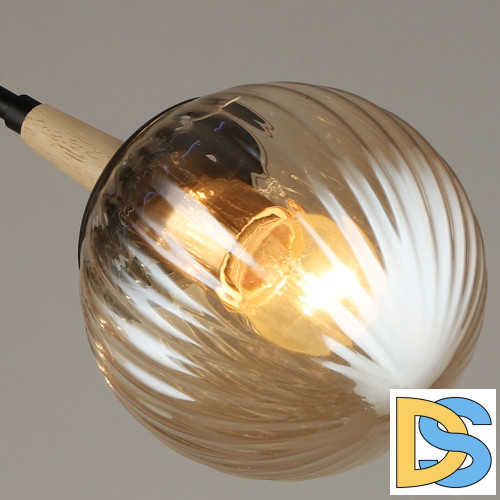 Люстра на штанге Reluce 04886-0.3-03 BK+WOOD