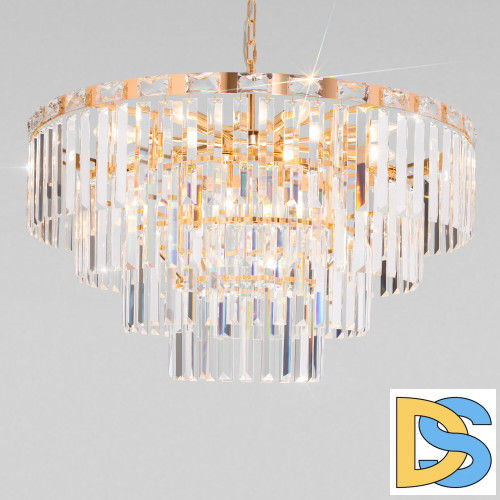 Подвесная люстра Eurosvet Elegante 10130/10 золото/прозрачный хрусталь Strotskis a060643