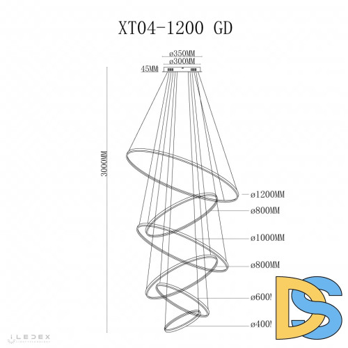 Подвесная люстра iLedex Axis XT04-D1200 GD