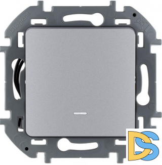 Переключатель Legrand Inspiria 1-кл с подсветкой алюминий , 673662