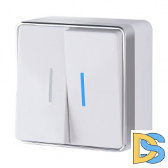 Выключатель Веркель 2 клавишный с подсветкой Gallant (белый) W5020101