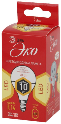 Лампа светодиодная Эра E14 10W 2700K ECO LED P45-10W-827-E14 Б0032968