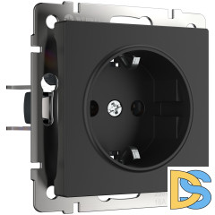 Розетка с заземлением Werkel (черный матовый) W1171008
