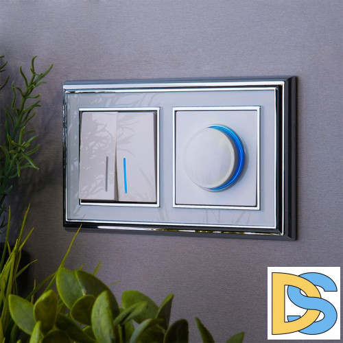 Выключатель двухклавишный Werkel проходной с подсветкой (белый) W1122101