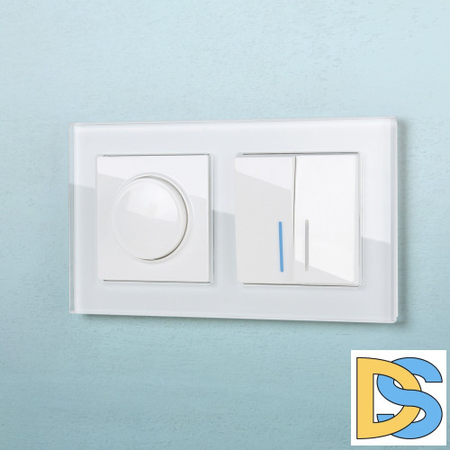 Выключатель двухклавишный Werkel проходной с подсветкой (белый) W1122101