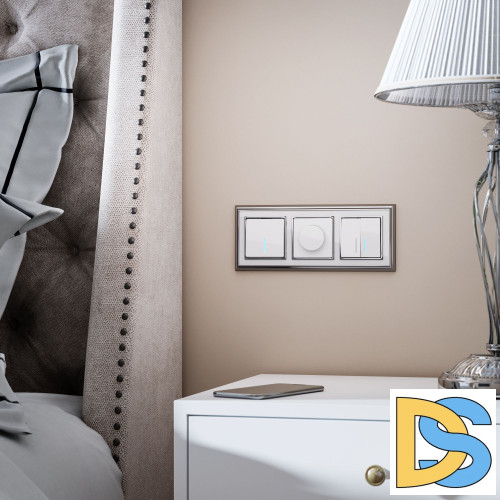 Выключатель двухклавишный Werkel проходной с подсветкой (белый) W1122101