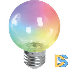 Лампа светодиодная Feron LB-371 шар прозрачный E27 3W RGB плавная смена цвета 38133