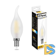 Лампа светодиодная филаментная Feron E14 7W 2700K Свеча на ветру Матовая LB-67 25786