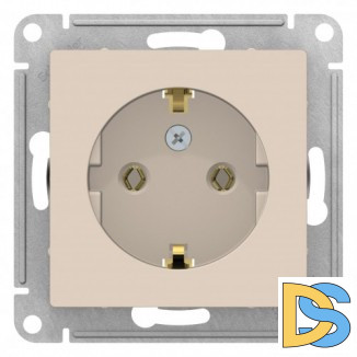 Розетка 1-ая электрическая, с заземлением, Бежевый, серия Atlas Design, Schneider Electric
