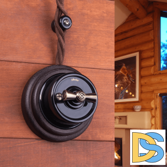 Переключатель/выключатель одноклавишный (черный) Ретро W5612008