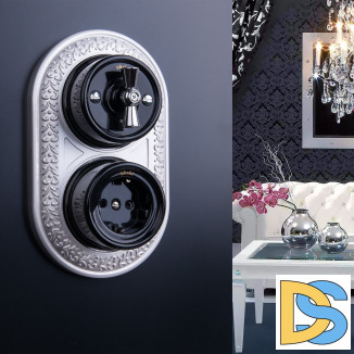 Переключатель/выключатель одноклавишный (черный) Ретро W5612008