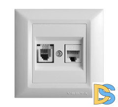 Интернет розетка с телефонным разъемом белая LAN+PHONE Vesta-Electric White